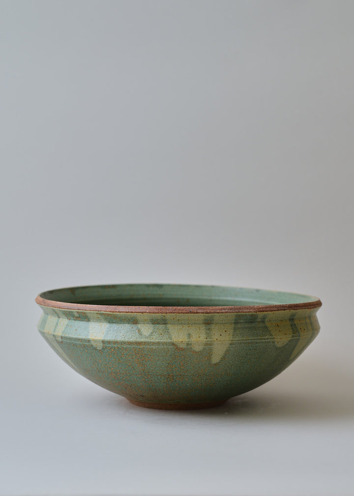 Large Diana Bowl in Poured Copper Green - Victoria Morris Pottery