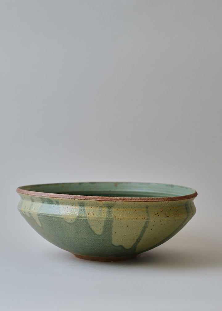 Large Diana Bowl in Poured Copper Green - Victoria Morris Pottery