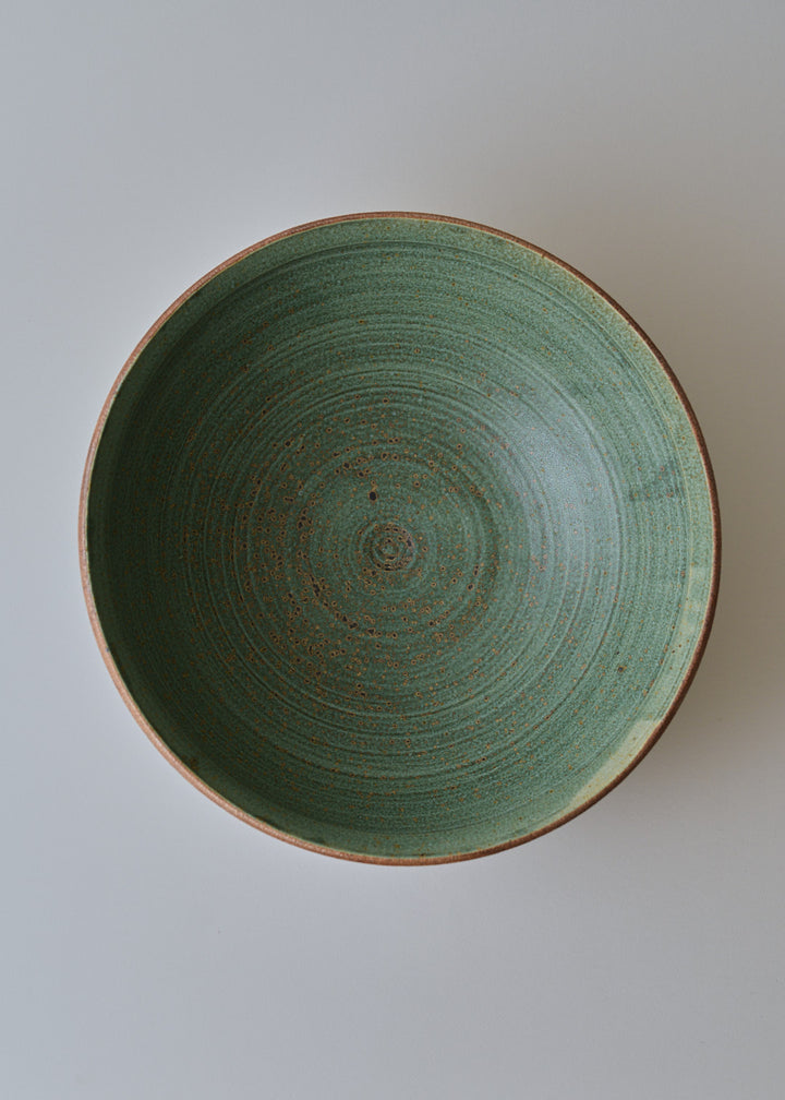 Large Diana Bowl in Poured Copper Green - Victoria Morris Pottery