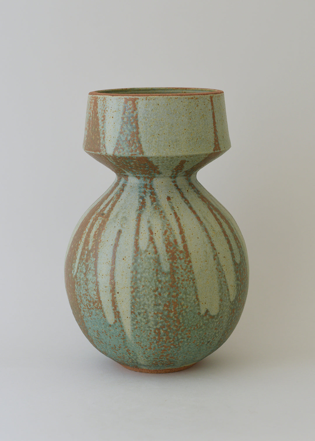 Extra Large Flora Series Vase in Poured Copper Green - Victoria Morris Pottery