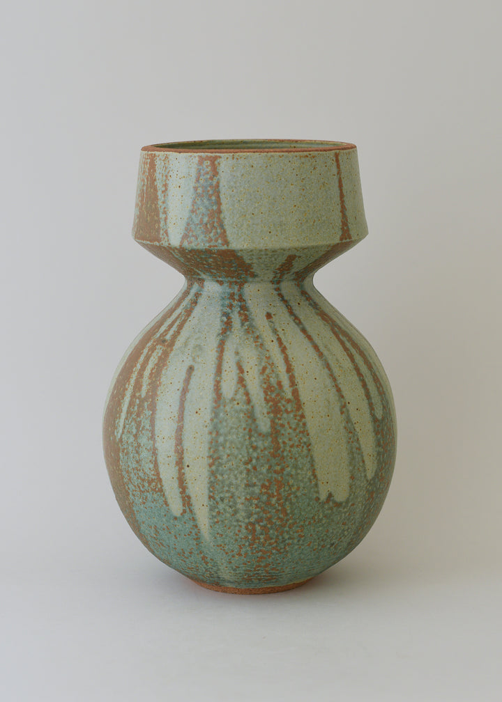 Extra Large Flora Series Vase in Poured Copper Green - Victoria Morris Pottery