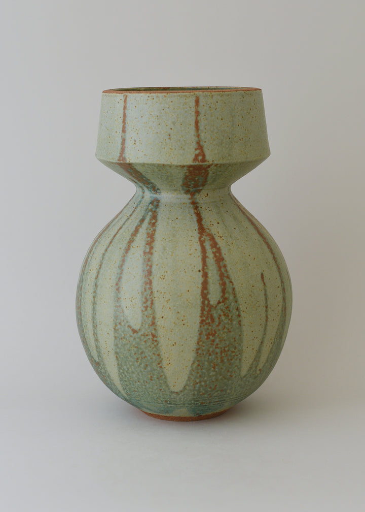 Extra Large Flora Series Vase in Poured Copper Green - Victoria Morris Pottery