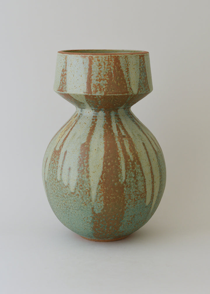 Extra Large Flora Series Vase in Poured Copper Green - Victoria Morris Pottery