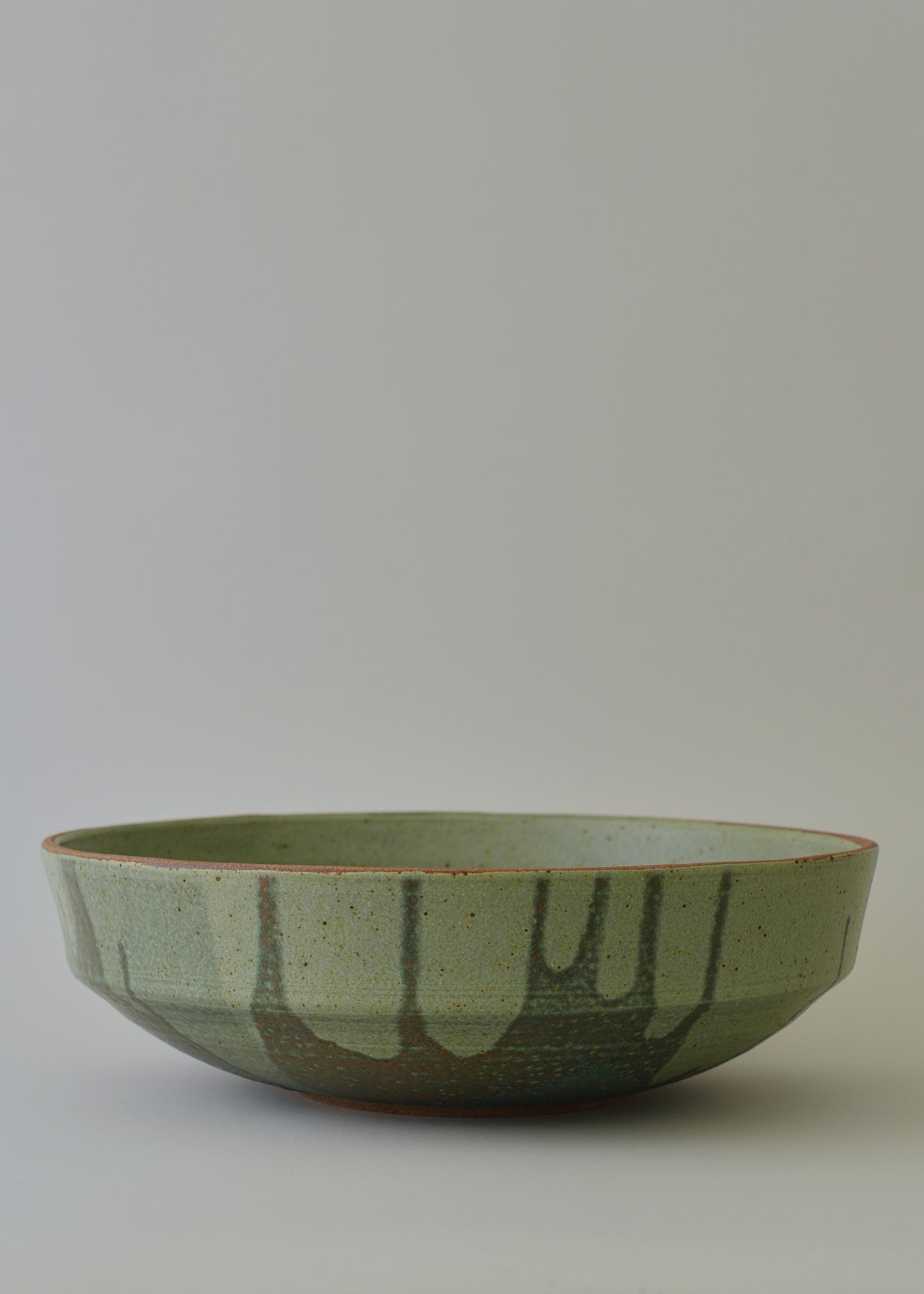 Extra Large Elle Series Bowl in Poured Copper Green - Victoria Morris Pottery