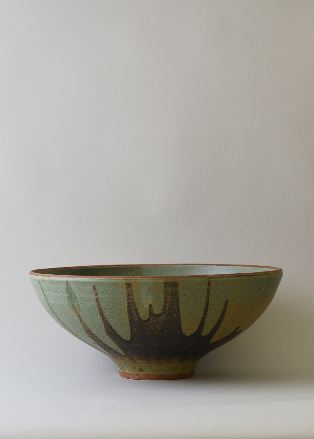Extra Large Lucy Serving Bowl in Poured Copper Green - Victoria Morris Pottery