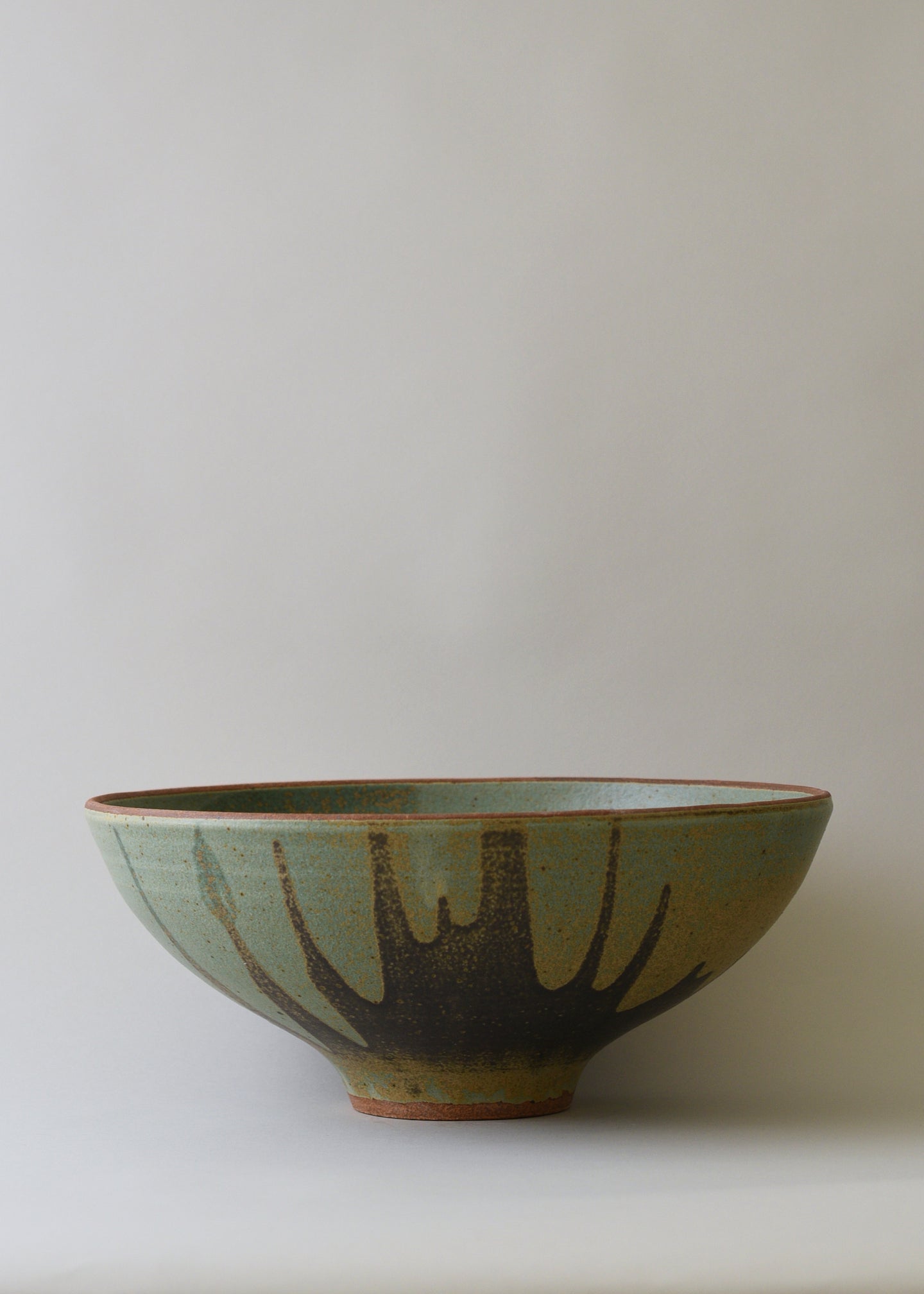 Extra Large Lucy Serving Bowl in Poured Copper Green - Victoria Morris Pottery