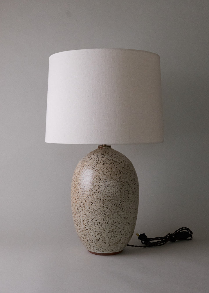 Large Oval Lamp in Mottled Ivory - Victoria Morris Pottery