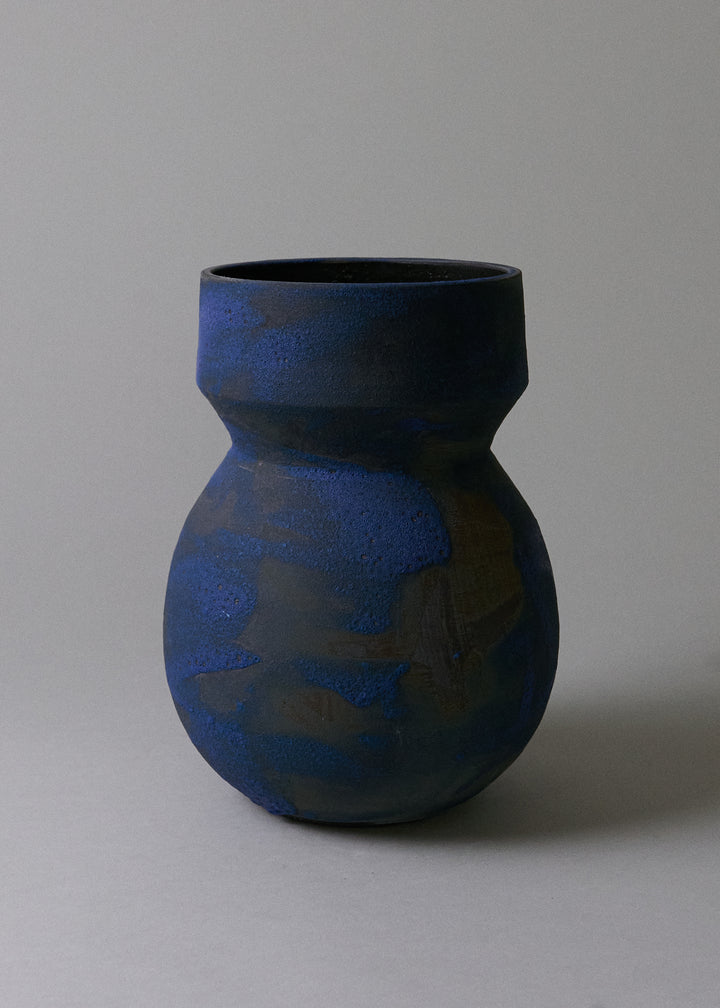 Flora Vase in Brushed Cobalt - Victoria Morris Pottery