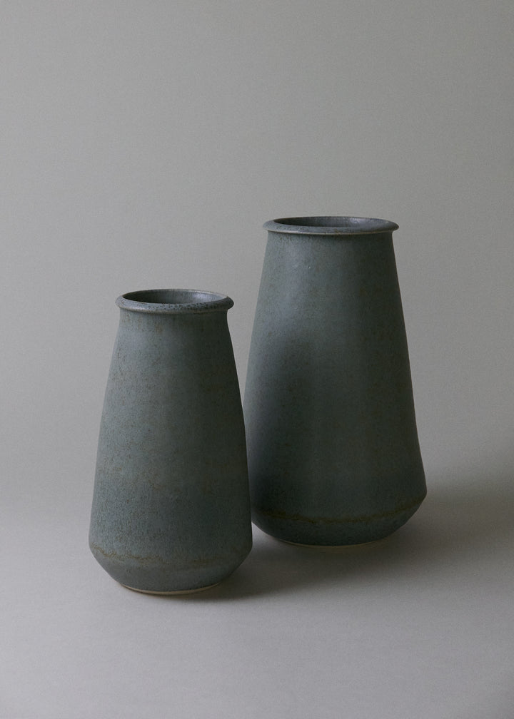 Medium Ridge Vase in Lake Blue - Victoria Morris Pottery