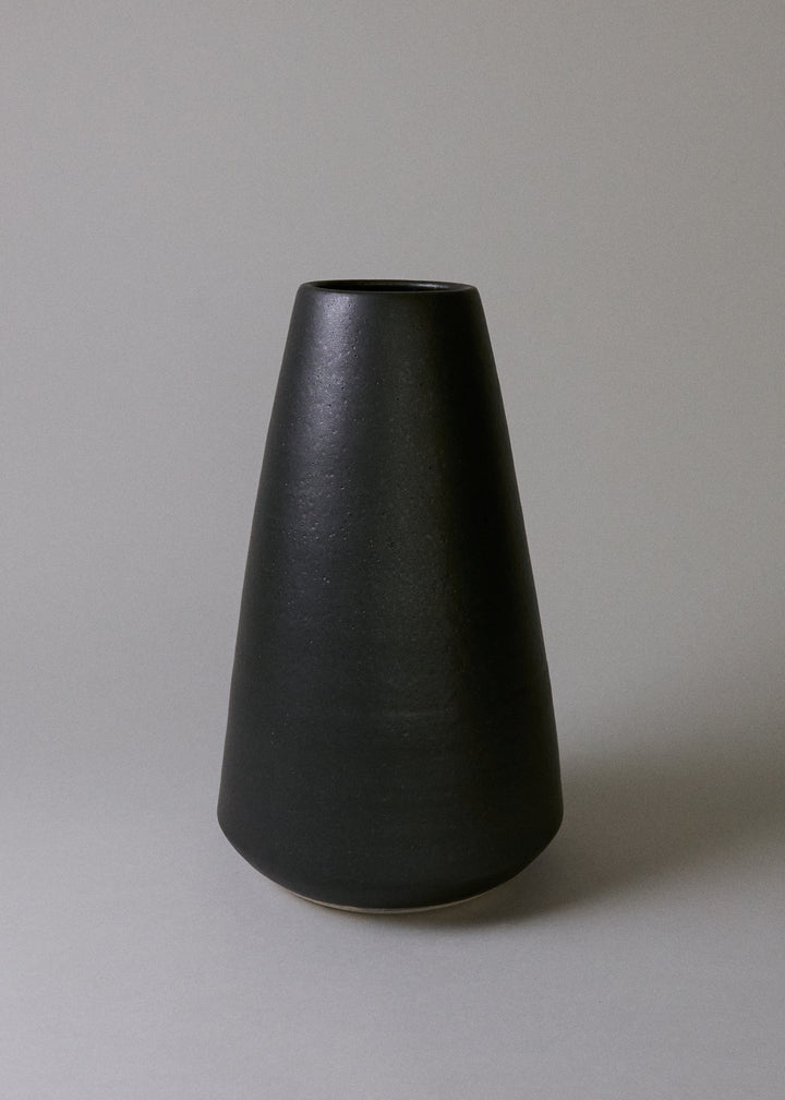 Large Angle Vase in Obsidian - Victoria Morris Pottery