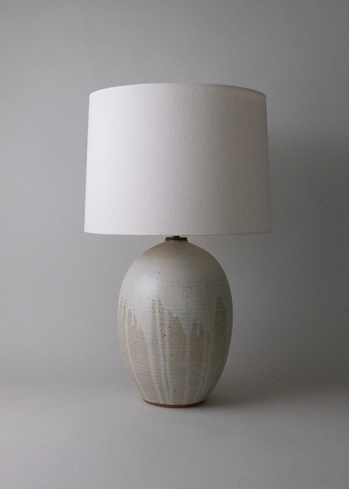 Large Oval Lamp in Flecked Ivory - Victoria Morris Pottery