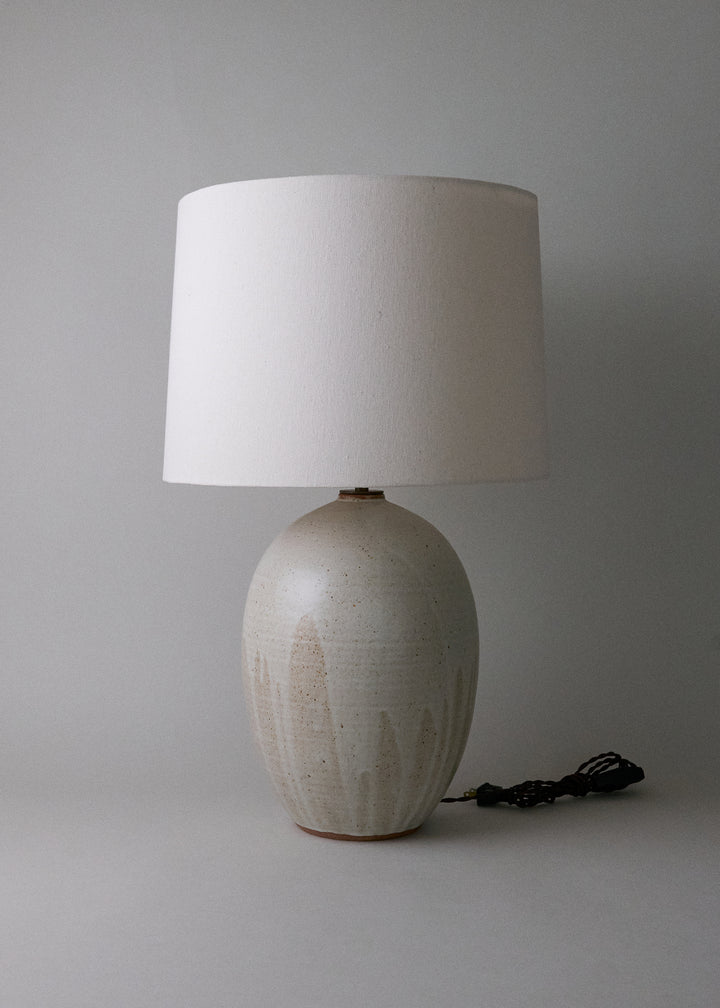 Large Oval Lamp in Flecked Ivory - Victoria Morris Pottery