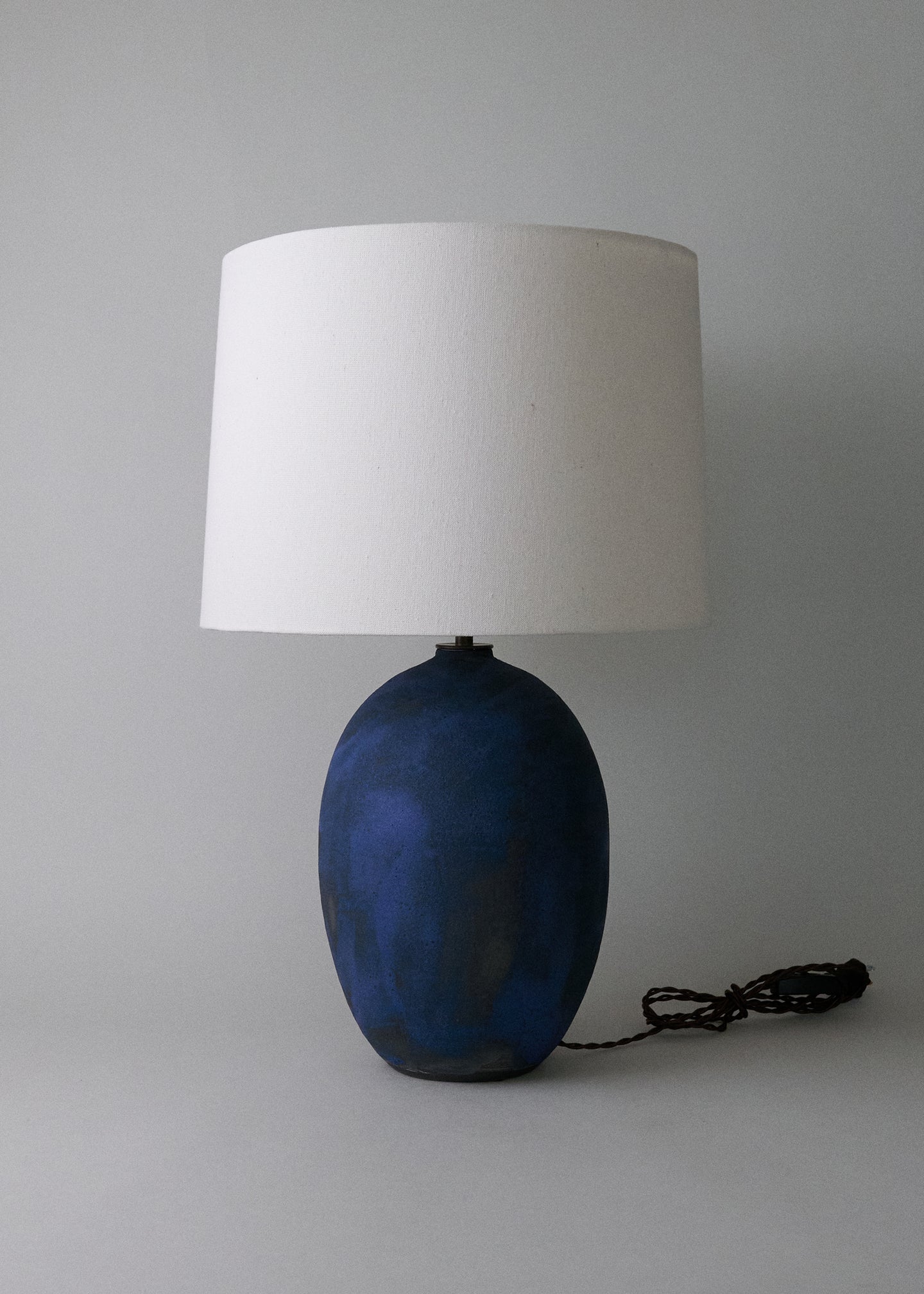 Large Oval Lamp in Brushed Cobalt - Victoria Morris Pottery