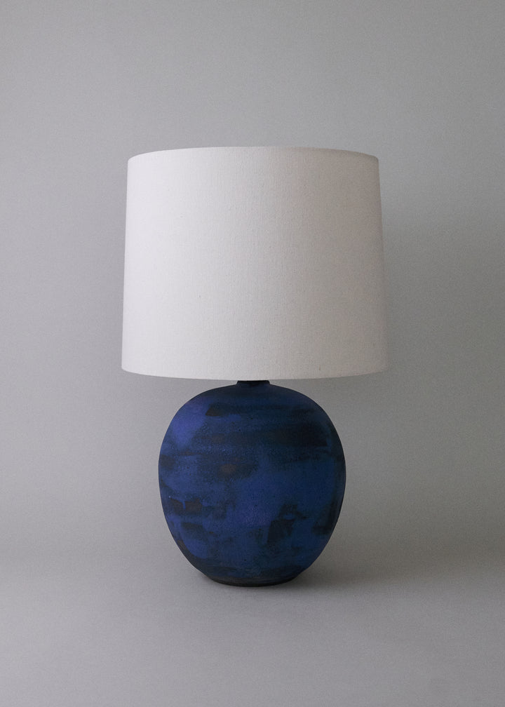 Large Orb Lamp in Brushed Cobalt - Victoria Morris Pottery
