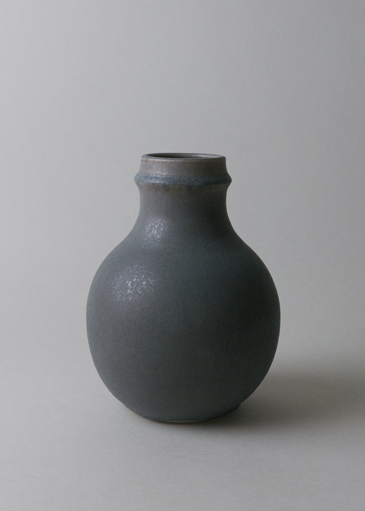 Ridge Rounded Vase in Atlantic Blue - Victoria Morris Pottery