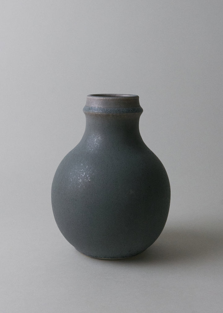 Ridge Rounded Vase in Atlantic Blue - Victoria Morris Pottery